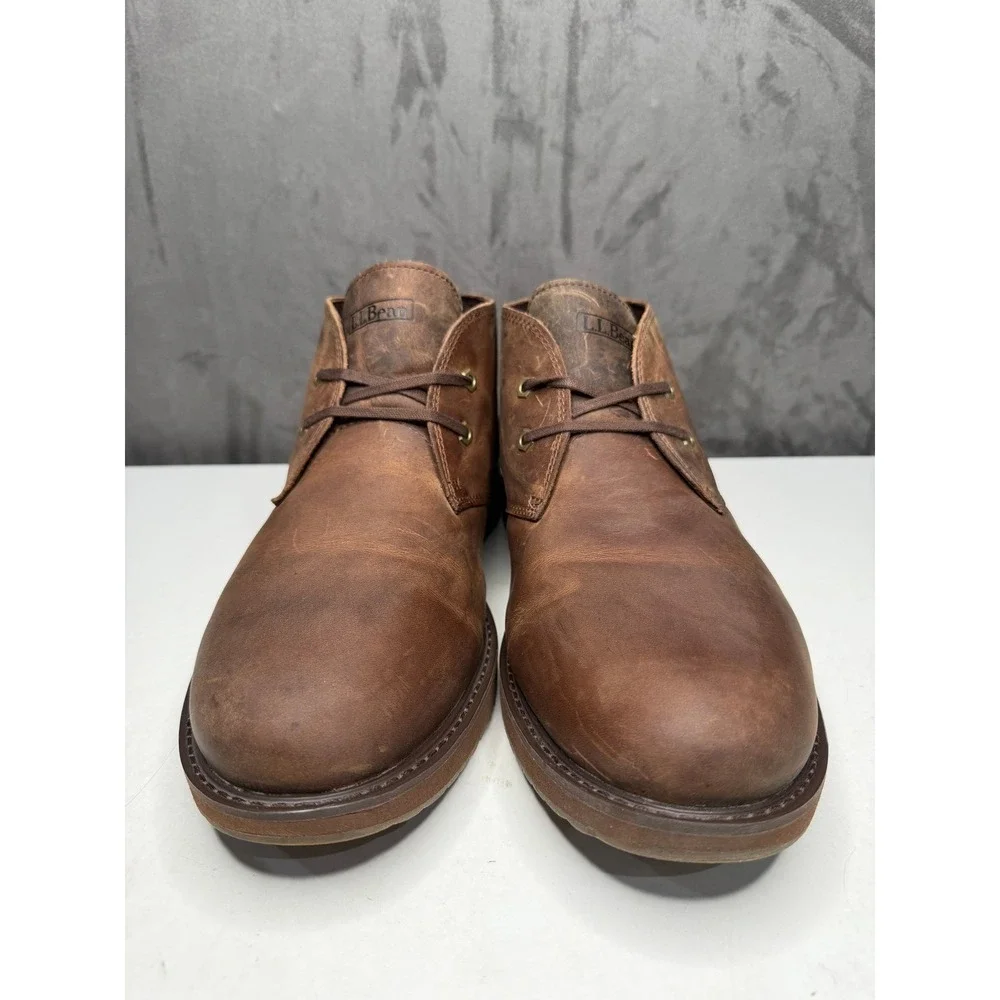 L.L.Bean Chukkas Men 11 Brown Leather Wedge Sole Lace‎ Up Boots